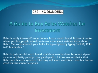 A Guide to Buy Rolex Watches for Investment