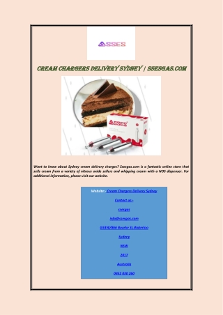 Cream Chargers Delivery Sydney | Ssesgas.com