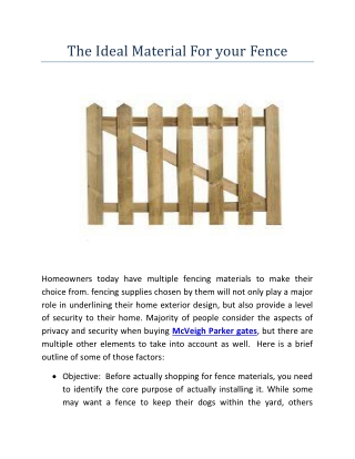 The Ideal Material For your Fence