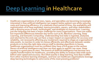 Deep Learning in Healthcare