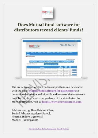 Does Mutual fund software for distributors record clients' funds