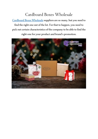 Cardboard Boxes Wholesale