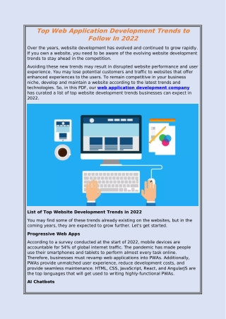 Top Web Application Development Trends to Follow In 2022