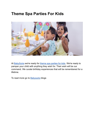 Theme Spa Parties For Kids