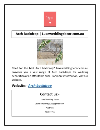Arch Backdrop | Luxeweddingdecor.com.au