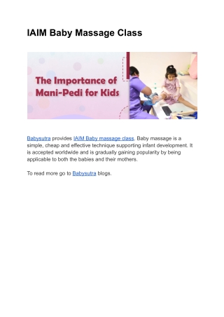 IAIM Baby Massage Class