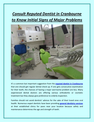 Consult Reputed Dentist in Cranbourne to Know Initial Signs of Major Problems