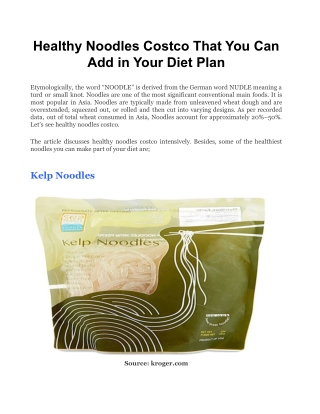 Healthy Noodles Costco That You Can Add in Your Diet Plan