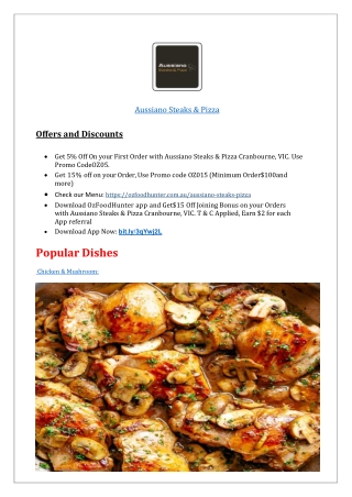 10% off-Aussiano Steaks & Pizza Restaurant Cranbourne menu,VIC