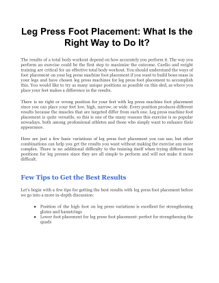 Leg Press Foot Placement_ What Is the Right Way to Do It_