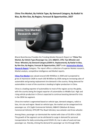 China Tire Market Research: 2027