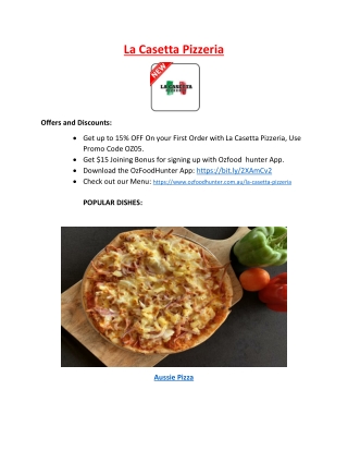 15% off - La Casetta Pizzeria Italian Restaurant Scullin, ACT