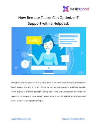 How Remote Teams Can Optimize IT Support with a Helpdesk