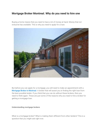 Mortgage Broker Montreal