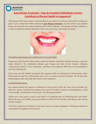 Gum Disease Treatment – How do Complete Orthodontics Service Contribute to Physical Health in Langwarrin