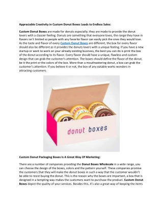 Appreciable Creativity in Custom Donut Boxes Leads to Endless Sales