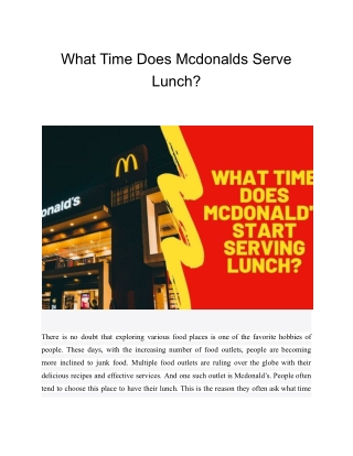 What Time Does Mcdonalds Serve Lunch