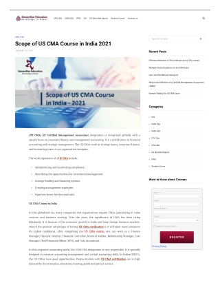 Scope of US CMA Course in India 2021