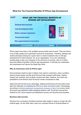 What Are The Financial Benefits Of iPhone App Development