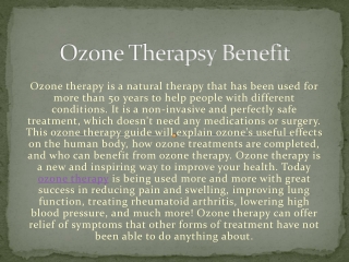 Ozone Therapsy Benefit