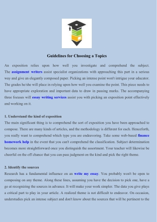 Guidelines For Choosing A Topics