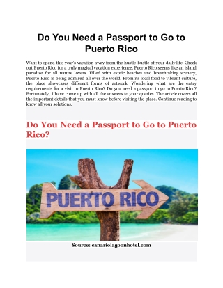Do You Need a Passport to Go to Puerto Rico