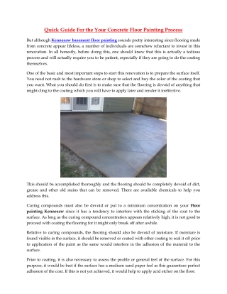 Quick Guide For the Your Concrete Floor Painting Process