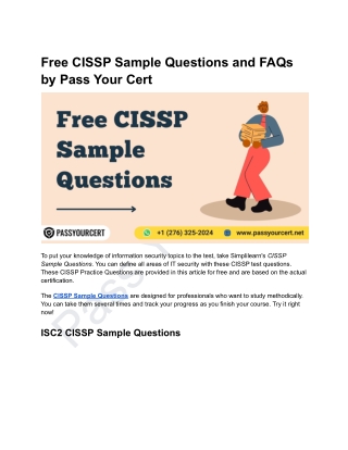 Free CISSP Sample Questions and FAQ’s by Pass Your Cert