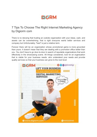 7 Tips To Choose The Right Internet Marketing Agency by Digiorm com