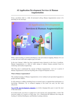 AI Application Development Services & Human Augmentation