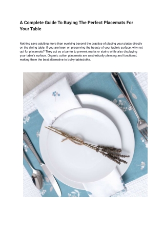 A Complete Guide To Buying The Perfect Placemats For Your Table