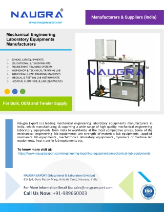 Mechanical Engineering Laboratory Equipments Manufacturers