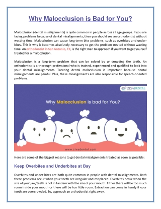 Bad Effects Of Malocclusion