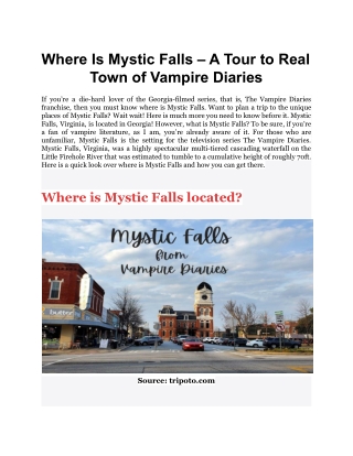 Where Is Mystic Falls – A Tour to Real Town of Vampire Diaries