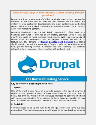 What factors help to find the best Drupal hosting Service provider