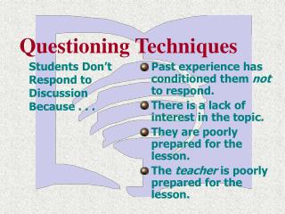 Students Don’t Respond to Discussion Because . . .
