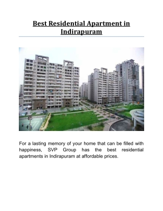 Best Residential Apartment in Indirapuram