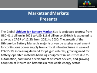 Lithium-Ion Battery Market Trend Analysis, Review, Growth and Forecast 2030