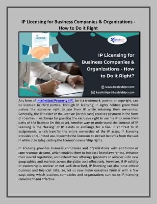 IP Licensing for Business Companies & Organizations - How to Do it Right?