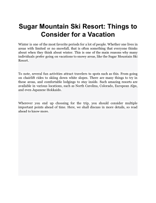 Sugar Mountain Ski Resort_ Things to Consider for a Vacation