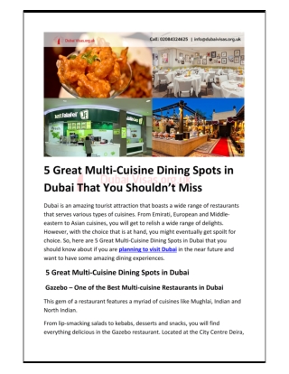 5 Great Multi-Cuisine Dining Spots in Dubai to Know About