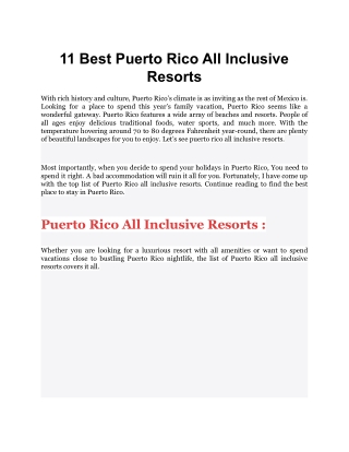 11 Best Puerto Rico All Inclusive Resorts