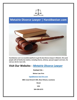 Metairie Divorce Lawyer | Haroldweiser.com