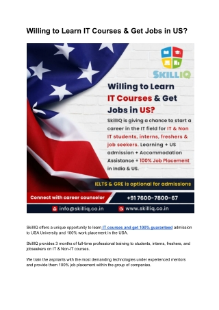 Willing to Learn IT Courses & Get Jobs in US?