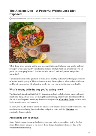 The Alkaline Diet  A Powerful Weight Loss Diet Exposed