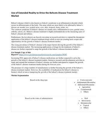 Use of Extended Reality to Drive the Behcets Disease Treatment Market