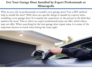 Get Your Garage Door Installed by Expert Professionals at Minneapolis