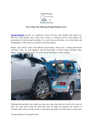 Never Make The Following Towing Mistakes, Ever!