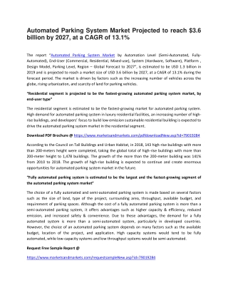 Automated Parking System Market Projected to reach $3.6 billion by 2027, at a CA