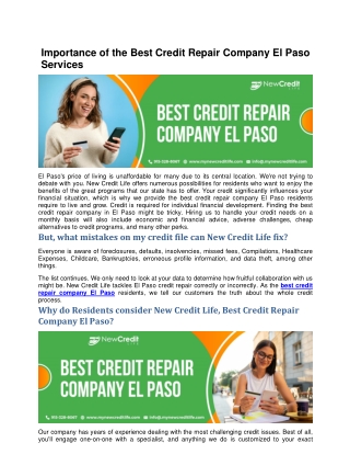Importance of the Best Credit Repair Company El Paso Services-converted